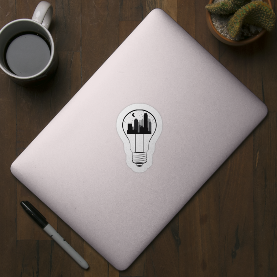 Light bulb city - Cityscape - Sticker