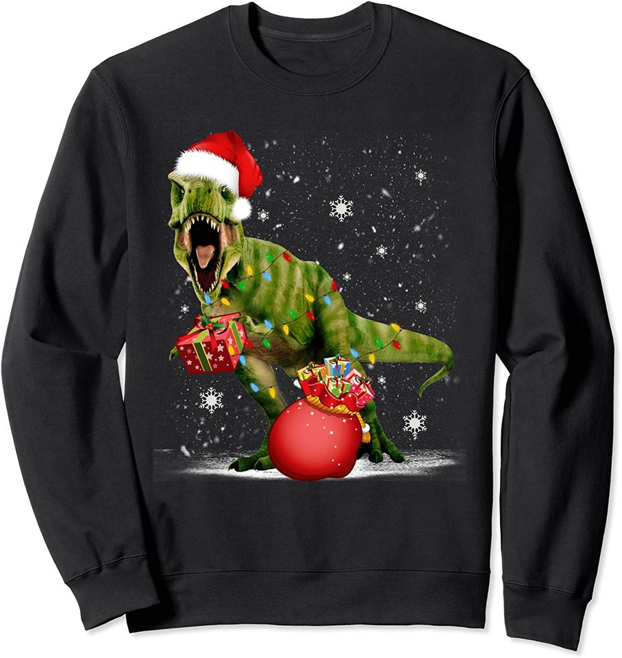 Dinosaur T-rex Tree Christmas Sweater Xmas Pet Dino Trex Sweatshirt