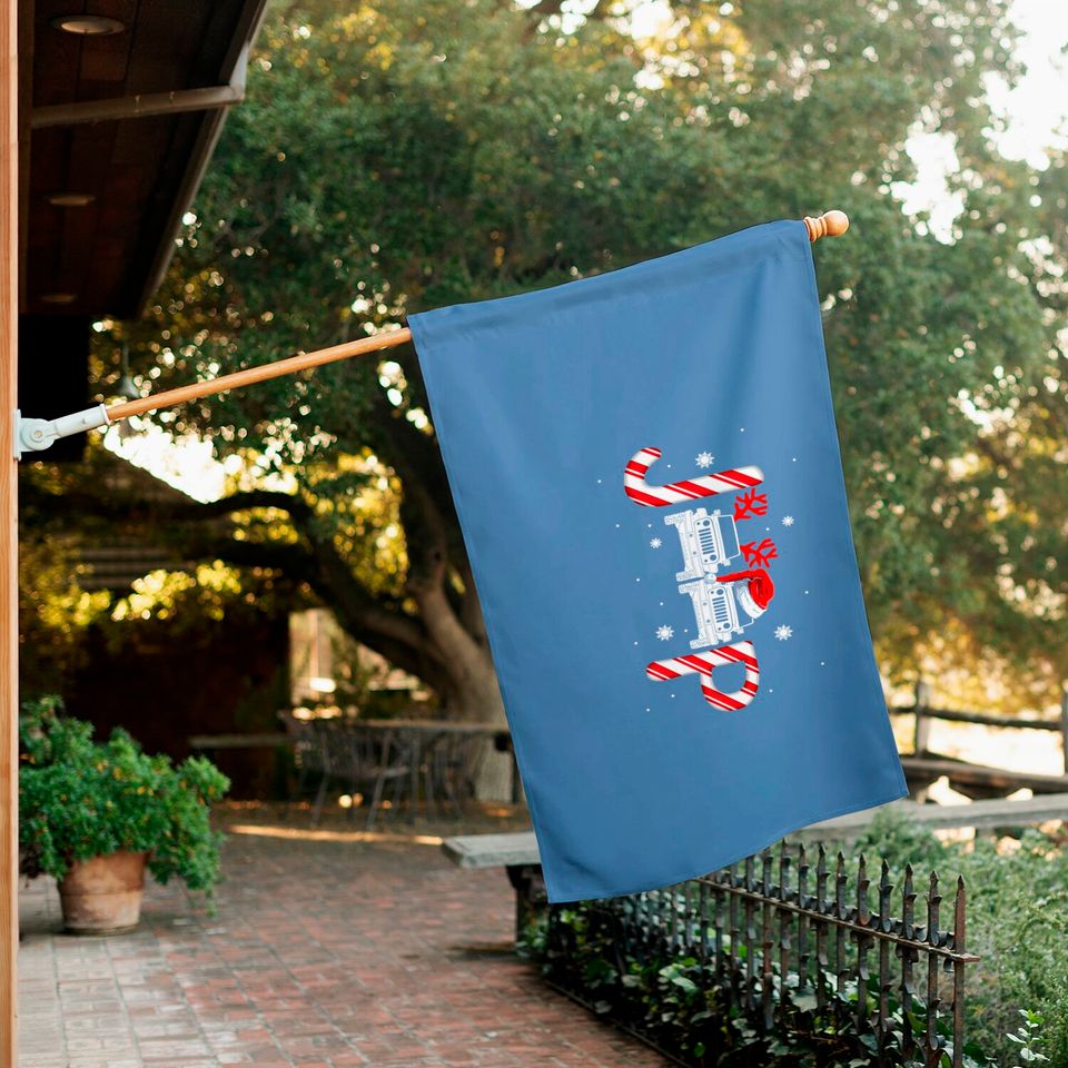 Driving Jeep Christmas House Flag