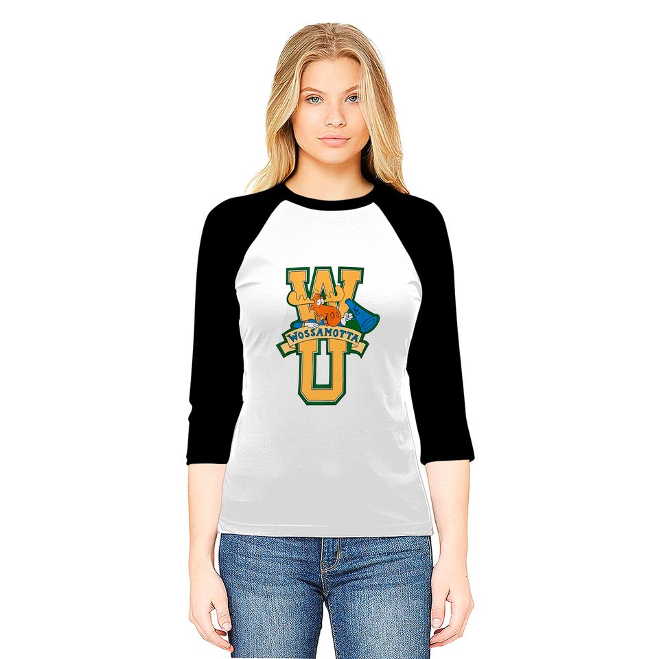 Rocky And Bullwinkle Wossamotta U Logo Baseball Tee