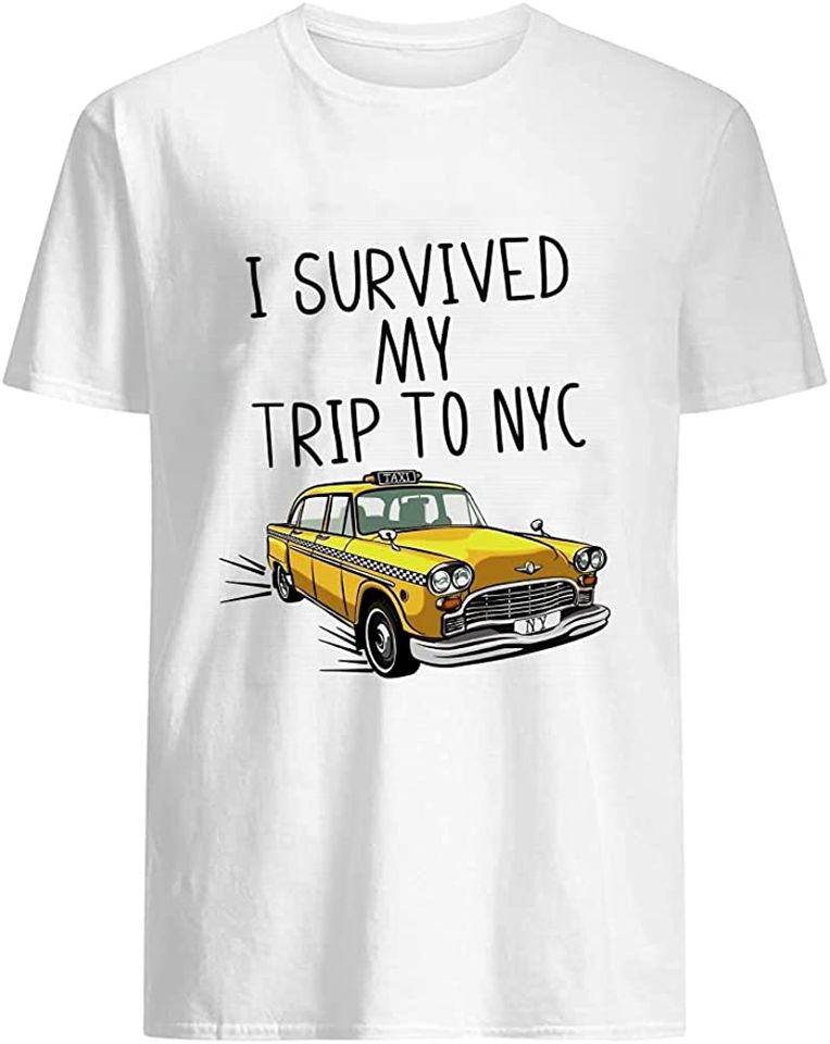 closeup I Survived My Trip to NYC New York City Holiday Vacation American Travel Trip T-Shirt Graphic Novelty Cotton Tee Short Sleeve for Unisex, Small