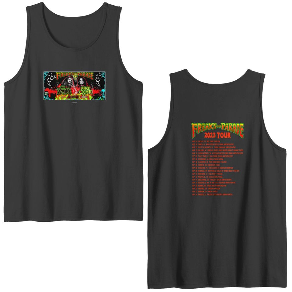 Rob Zombie & Alice Cooper Freaks On Parade Tour 2023 Double Sided Tank Tops