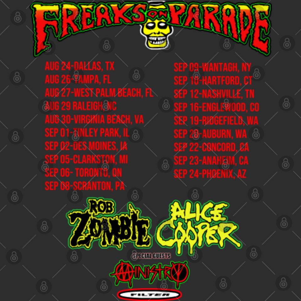 Rob Zombie and Alice Cooper  Freaks on Parade Tour Double Sided Tank Tops