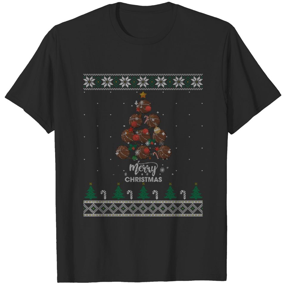 Basketball Christmas Tree Xmas Gift For Basketball T-shirt