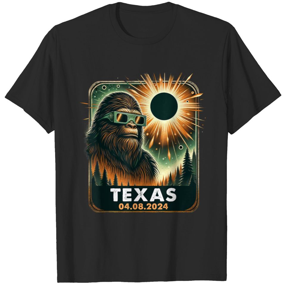 Bigfoot Texas Total Solar Eclipse 2024 With Eclipse Glasses  Gifts T-Shirts