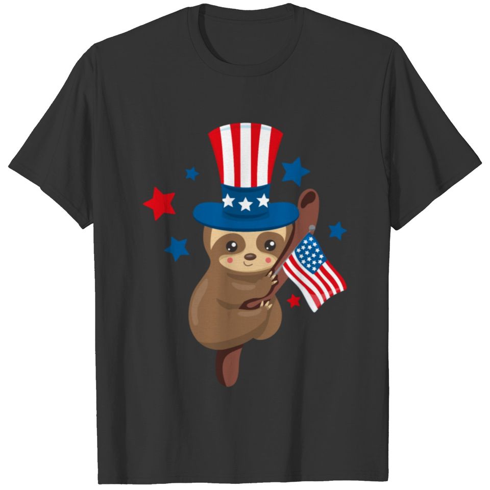 Patriotic Sloth USA T-shirt