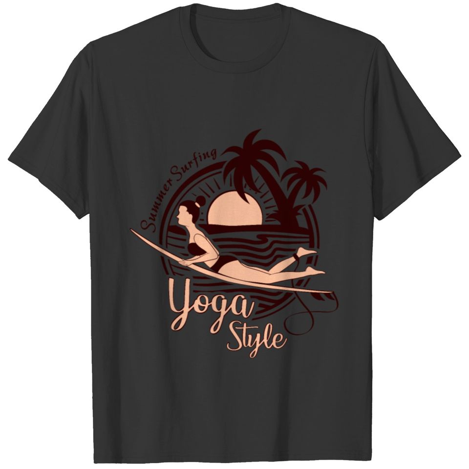 Surfing Yoga Palms Sea Meditation Gift T-shirt