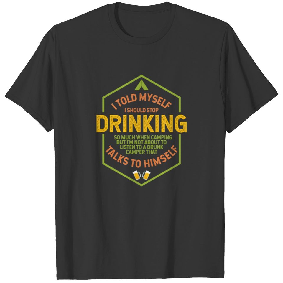 Drinking And Camping print | Camper Drinks Beer T-shirt