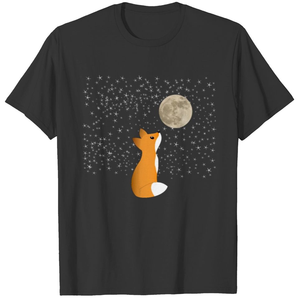 A Cute Fox Watching The Moon Winter Wonderland T-shirt