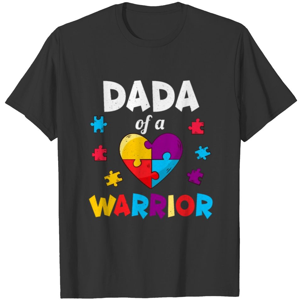 Dad Puzzle Warrior Heart Autism Awareness T-shirt