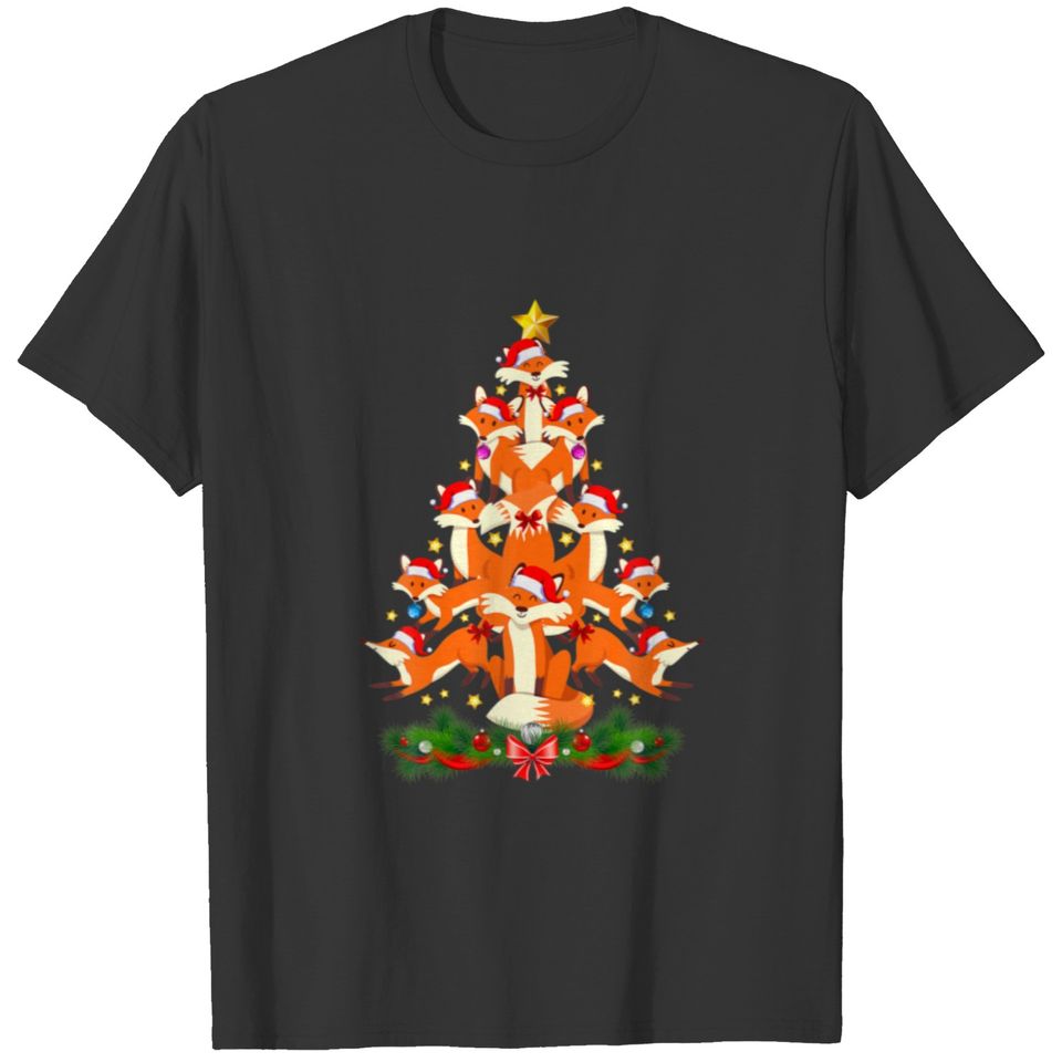 Fox Christmas Tree Fox Lovers Xmas Holiday Funny C T-shirt