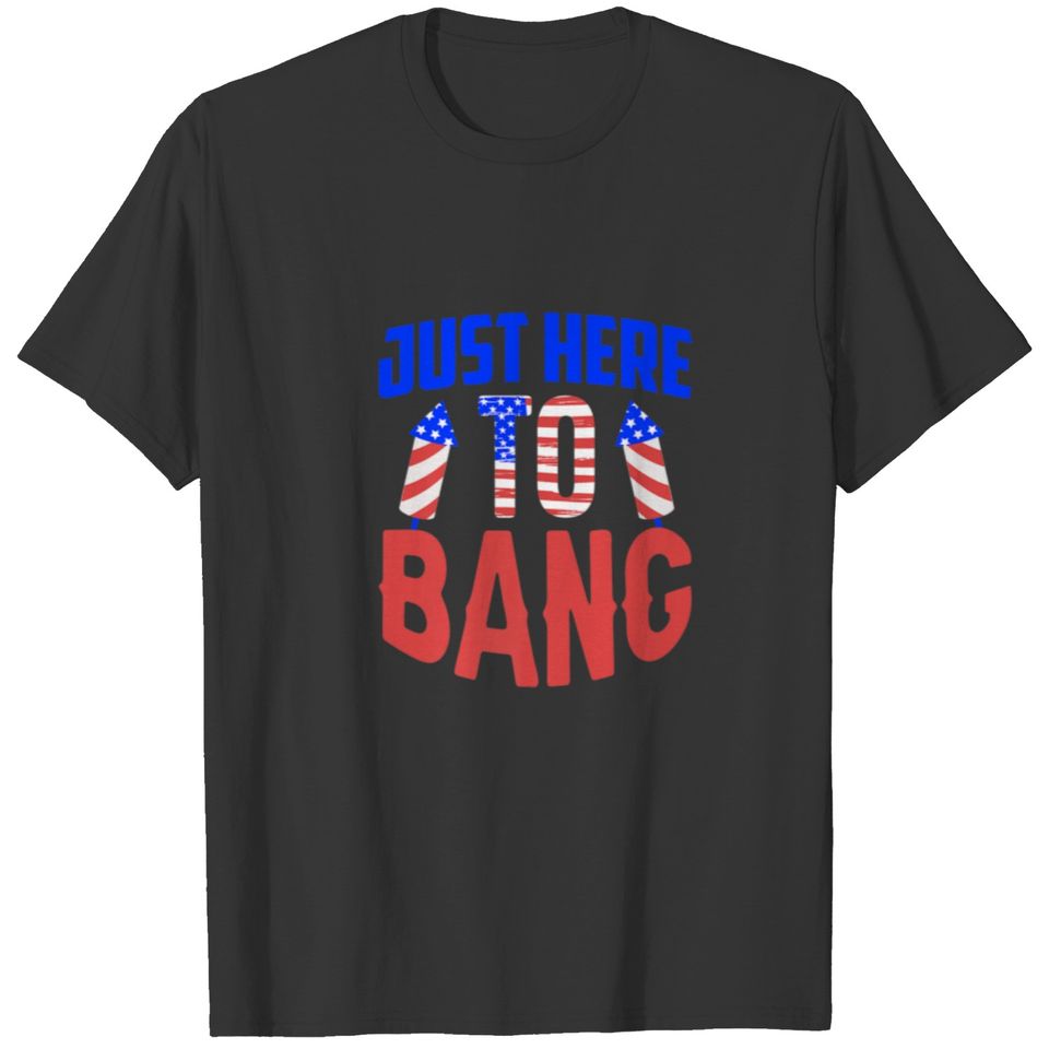 Just Here To Bang Funny 4Th Of July Fourth Of July T-shirt