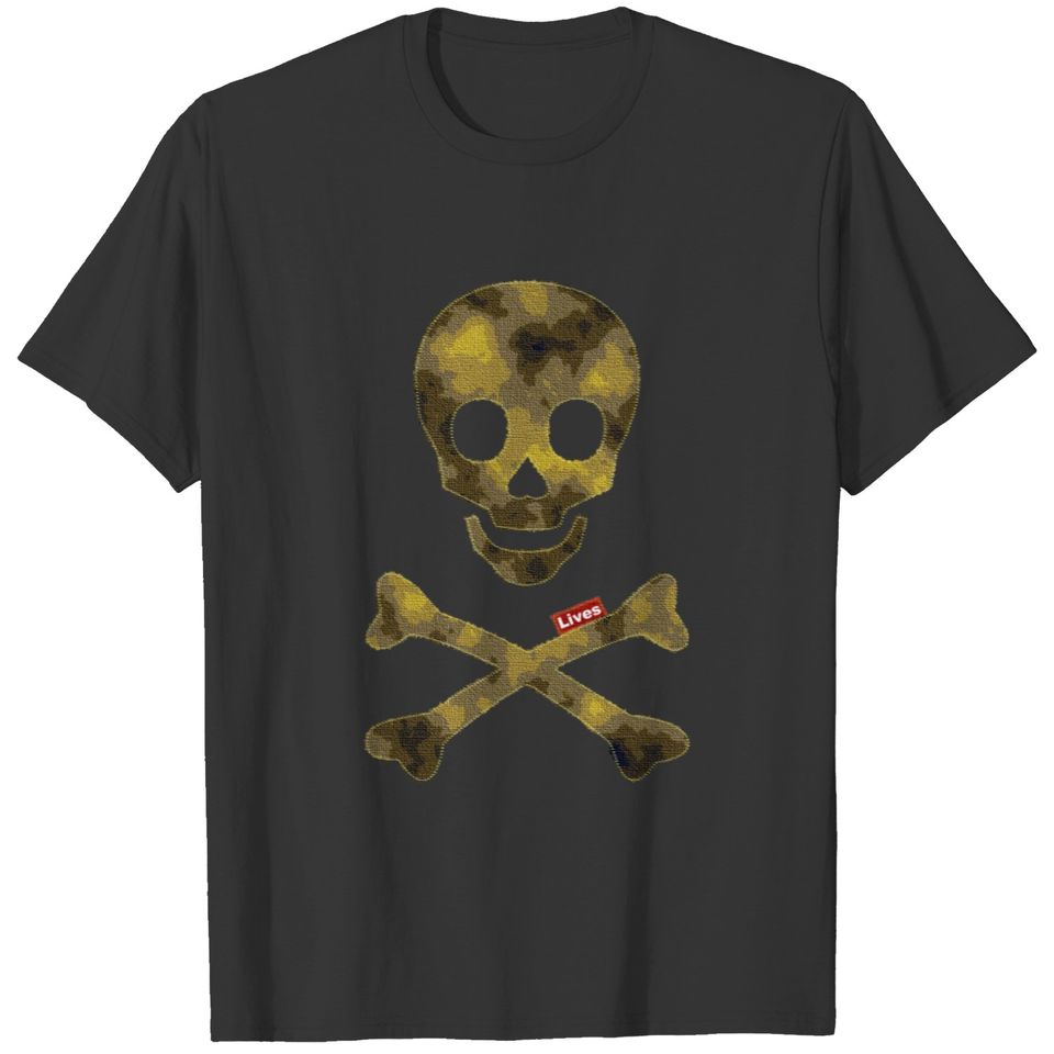 Camouflage patterned skull plus size T-shirt