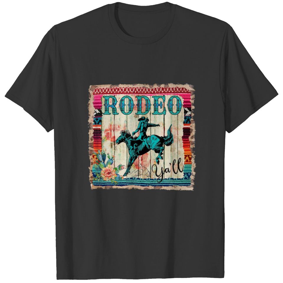 Cactus Serape Western Cowgirl Barrel Racing Rodeo T-shirt