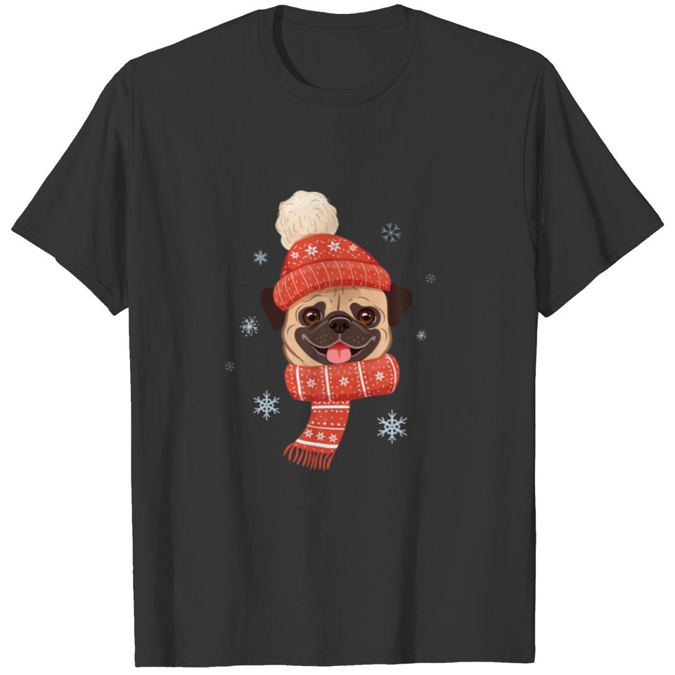 Cute Pug Christmas Ski Winter Holiday For T-shirt