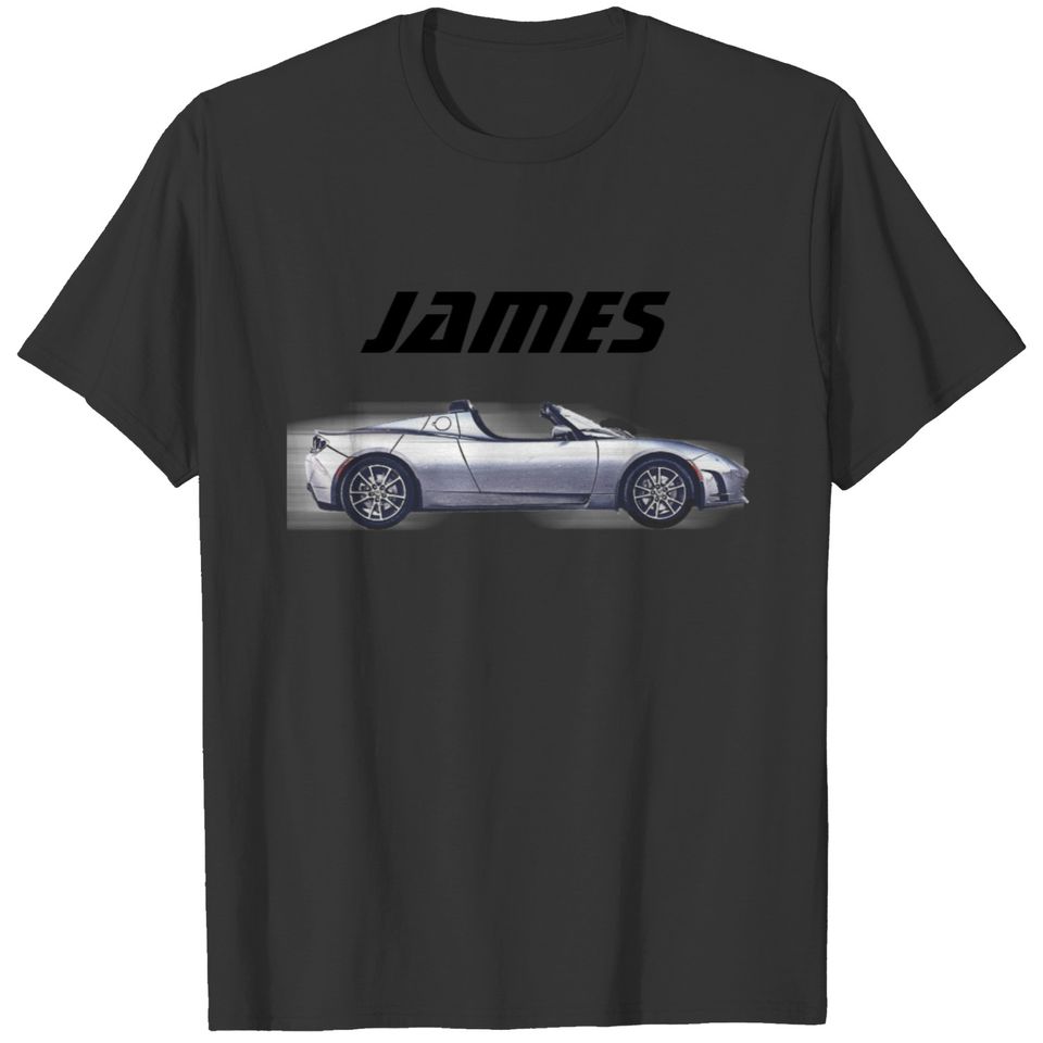 Gray Electric Convertible Sports Car Illustration T-shirt