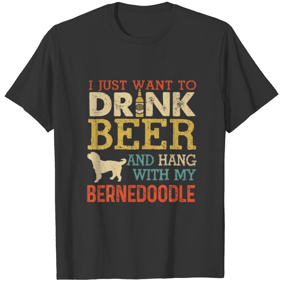 Bernedoodle Dad Drink Beer Hang With Dog Funny T-shirt