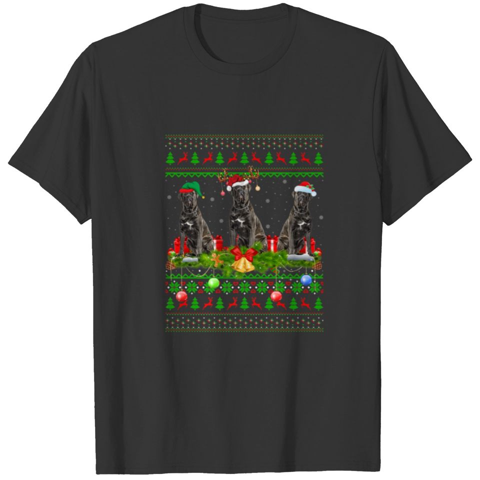 Funny Xmas Lighting Santa Ugly Cane Corso Dog Chri T-shirt