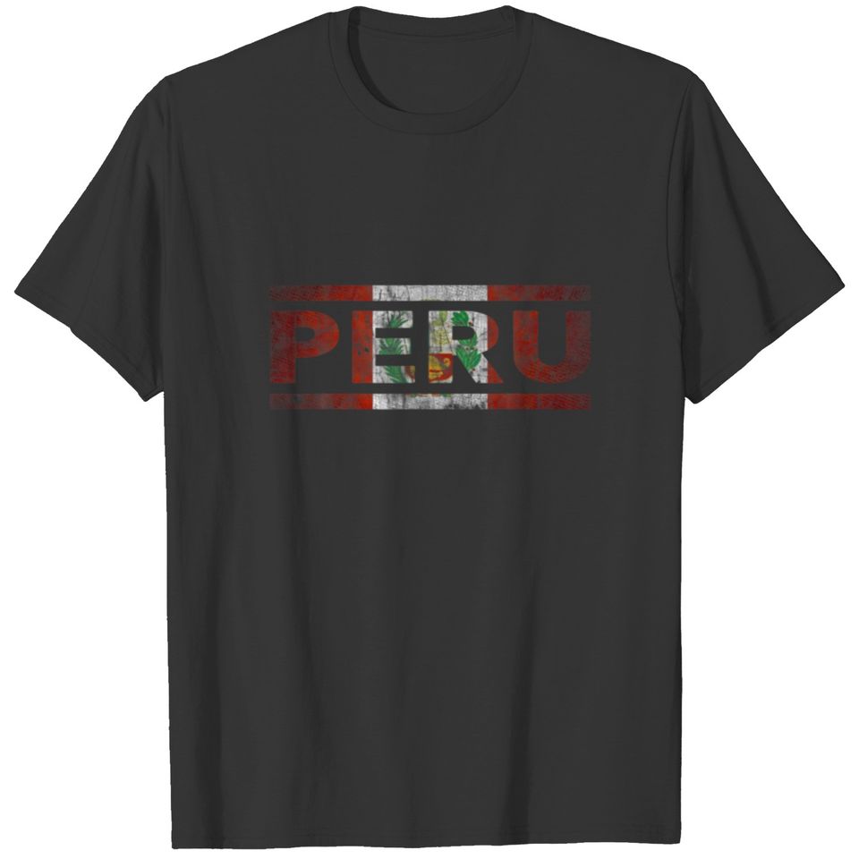 Peru Retro Flag Peruvian Distressed Graphic T-shirt
