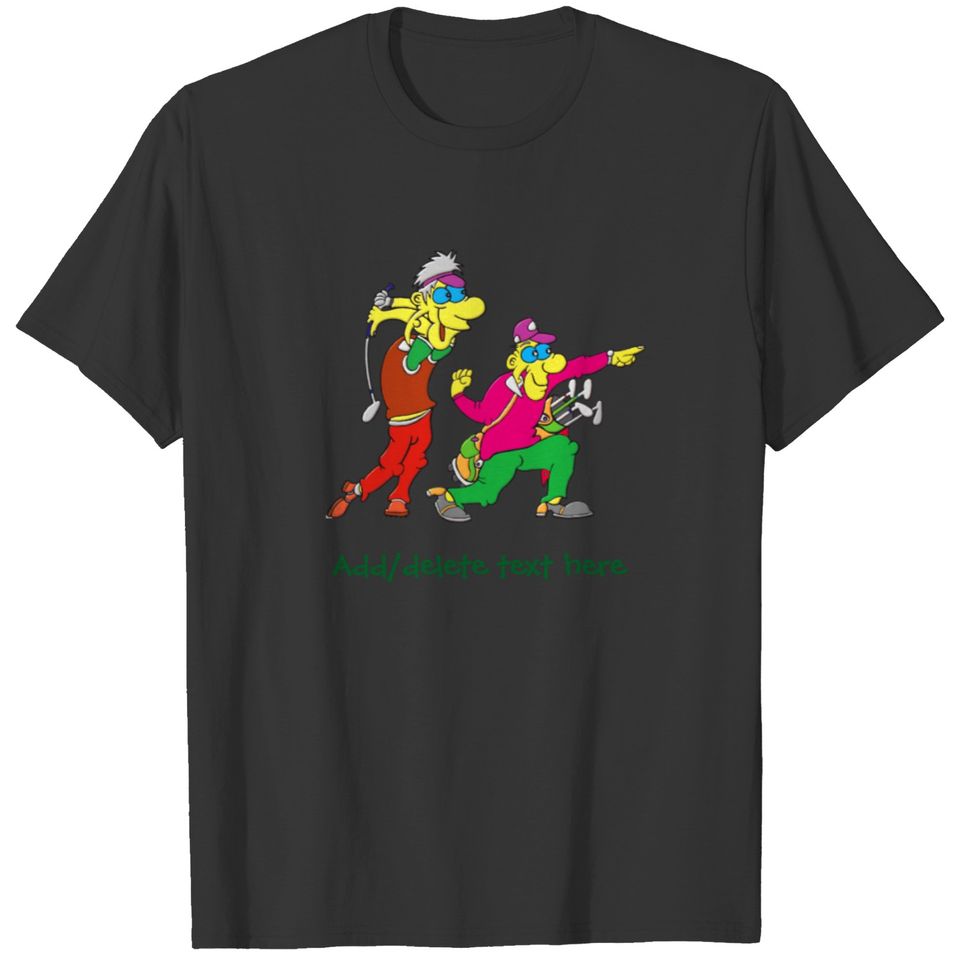 Colorful Cartoon Golfer and Caddie T-shirt