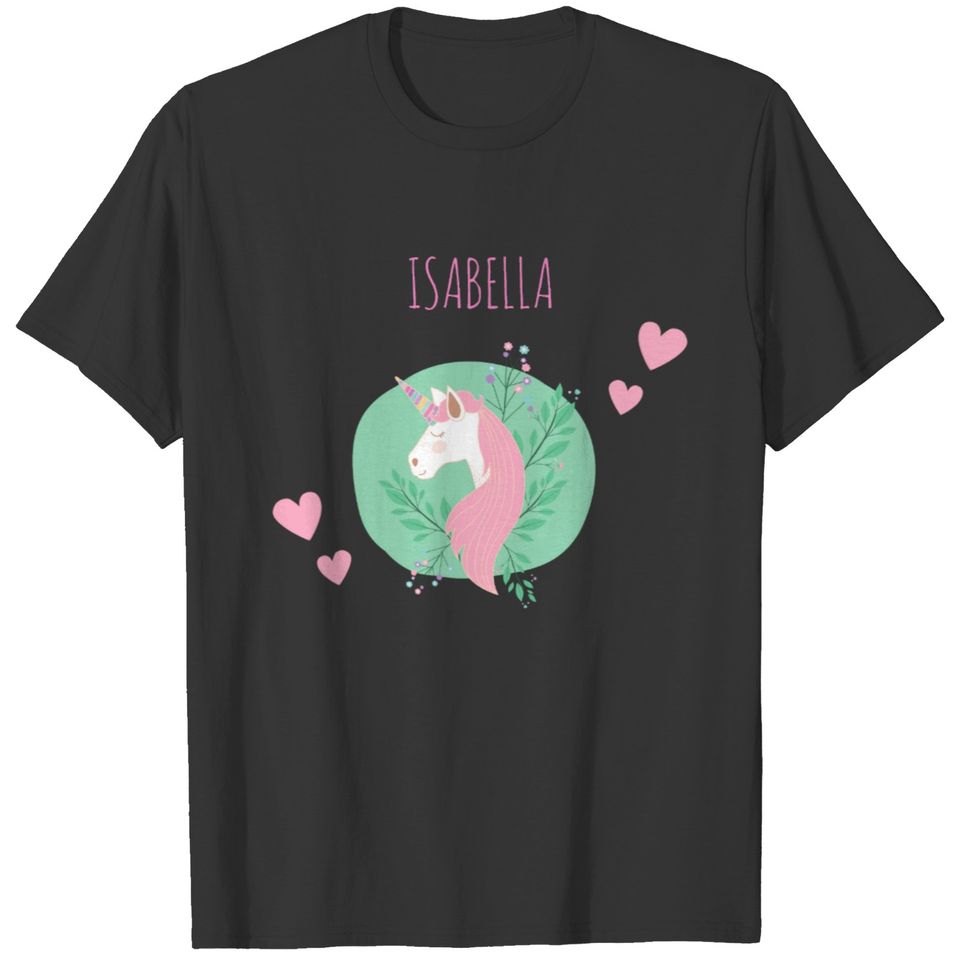 Magical Unicorn Pink and Teal with Name Girl T-shirt