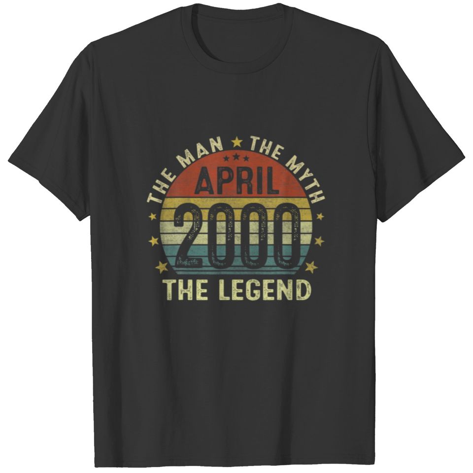 Mens 22 Year Old Gifts April 2000 Man Myth Legend T-shirt