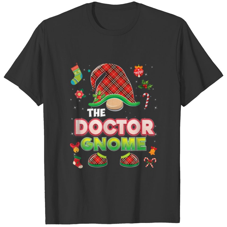 The Doctor Gnome Buffalo Plaid Matching Christmas T-shirt