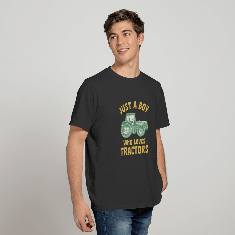 Boy tractors farmer gift animal lover T-shirt