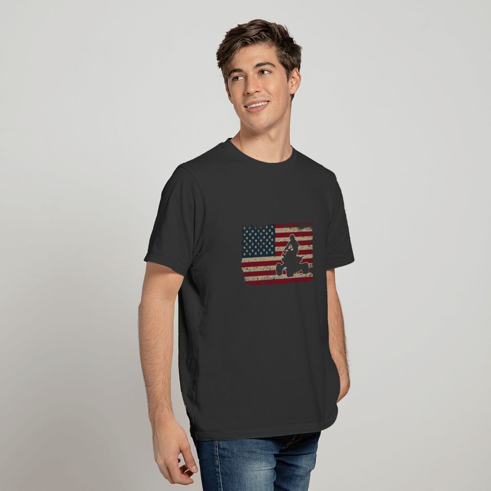 Quad Biker America Flag T-shirt