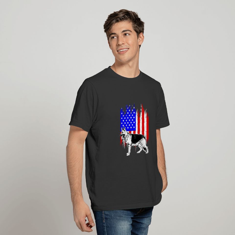 Patriotic German Shepherd American Flag Dog Lover T-shirt