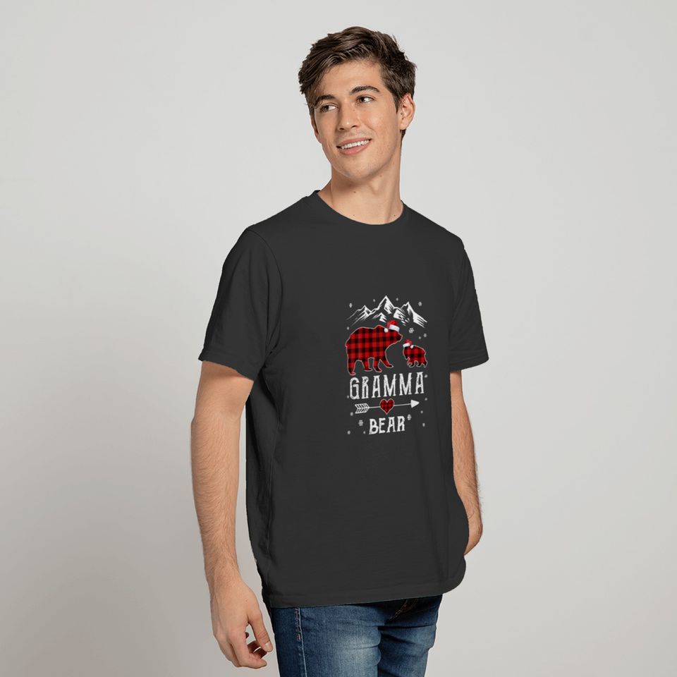 Red Plaid Gramma Bear T-shirt