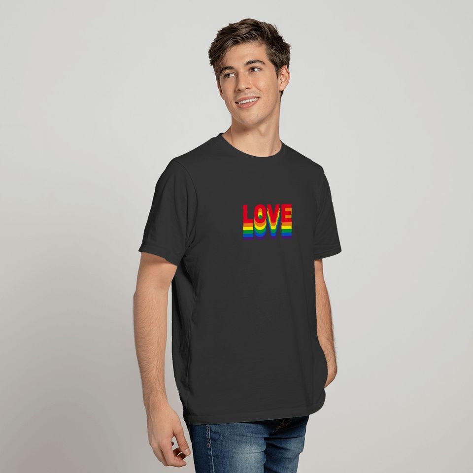 Love Pride lgbt lgbtq queer gay rainbow colors T-shirt