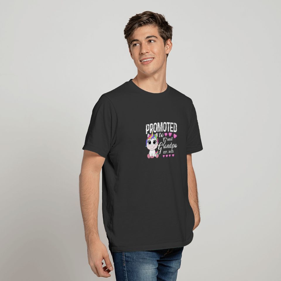 Promoted To Great Grandpa Est 2023 - Baby Cute Uni T-shirt