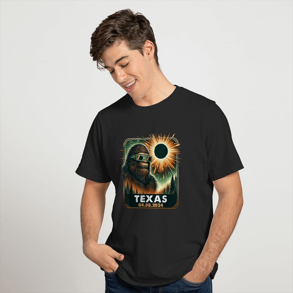 Bigfoot Texas Total Solar Eclipse 2024 With Eclipse Glasses  Gifts T-Shirts