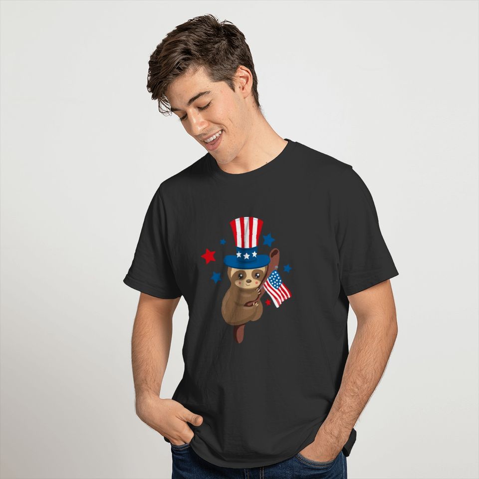 Patriotic Sloth USA T-shirt