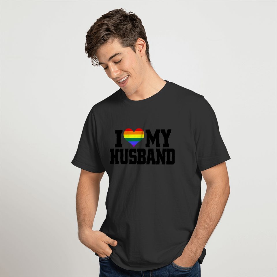 I Heart My Husband Rainbow Gift T-shirt