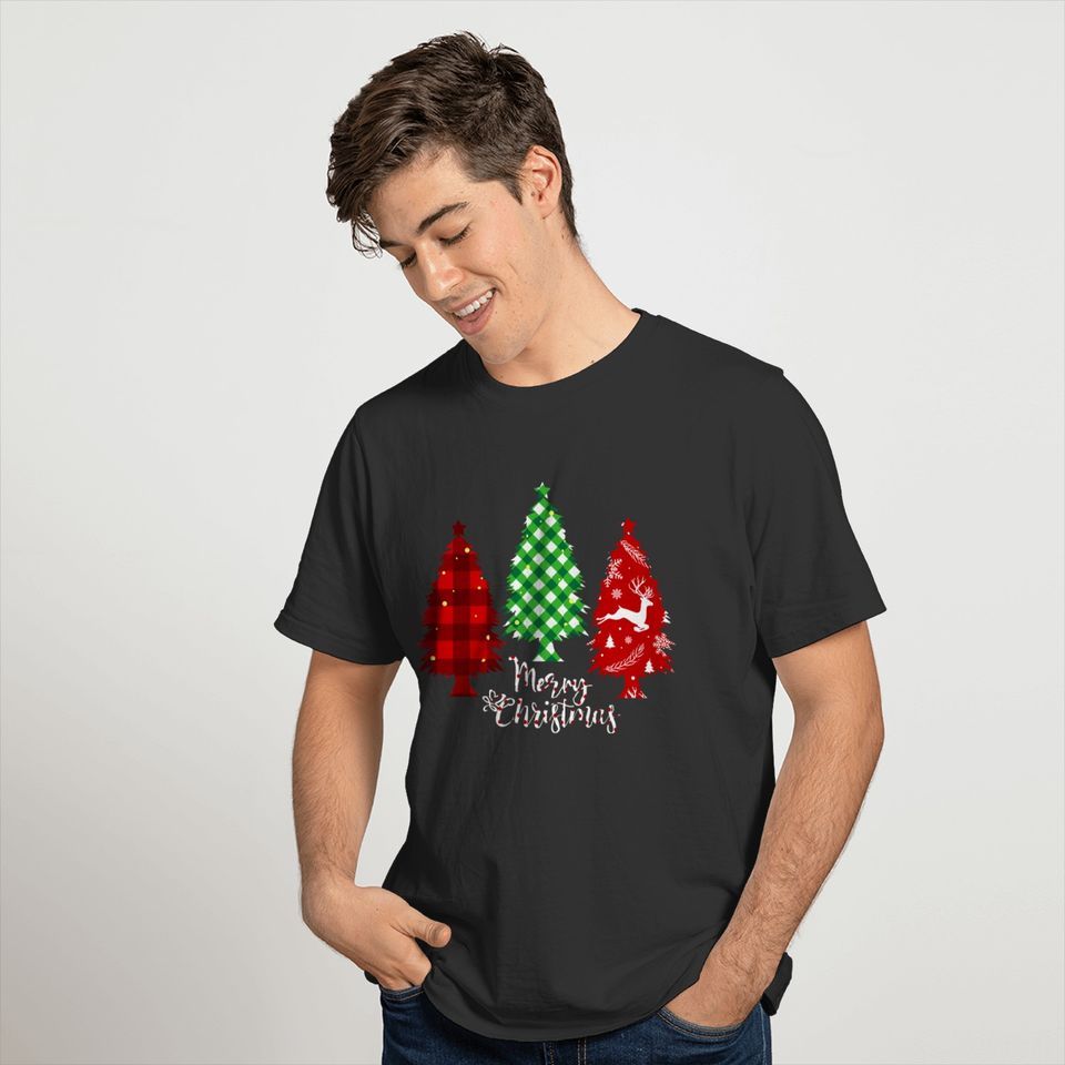 Christmas Tree Gifts Plaid T Shirt graphic tshirts T-shirt