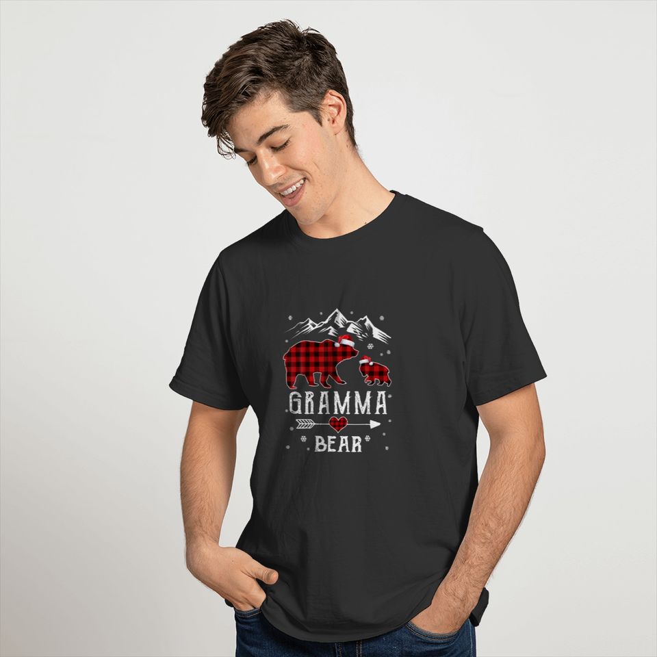 Red Plaid Gramma Bear T-shirt