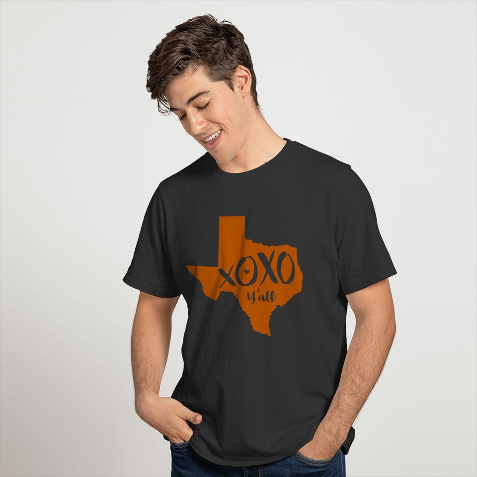 XOXO, Y'all - Burnt Orange Texas State Shape T-shirt