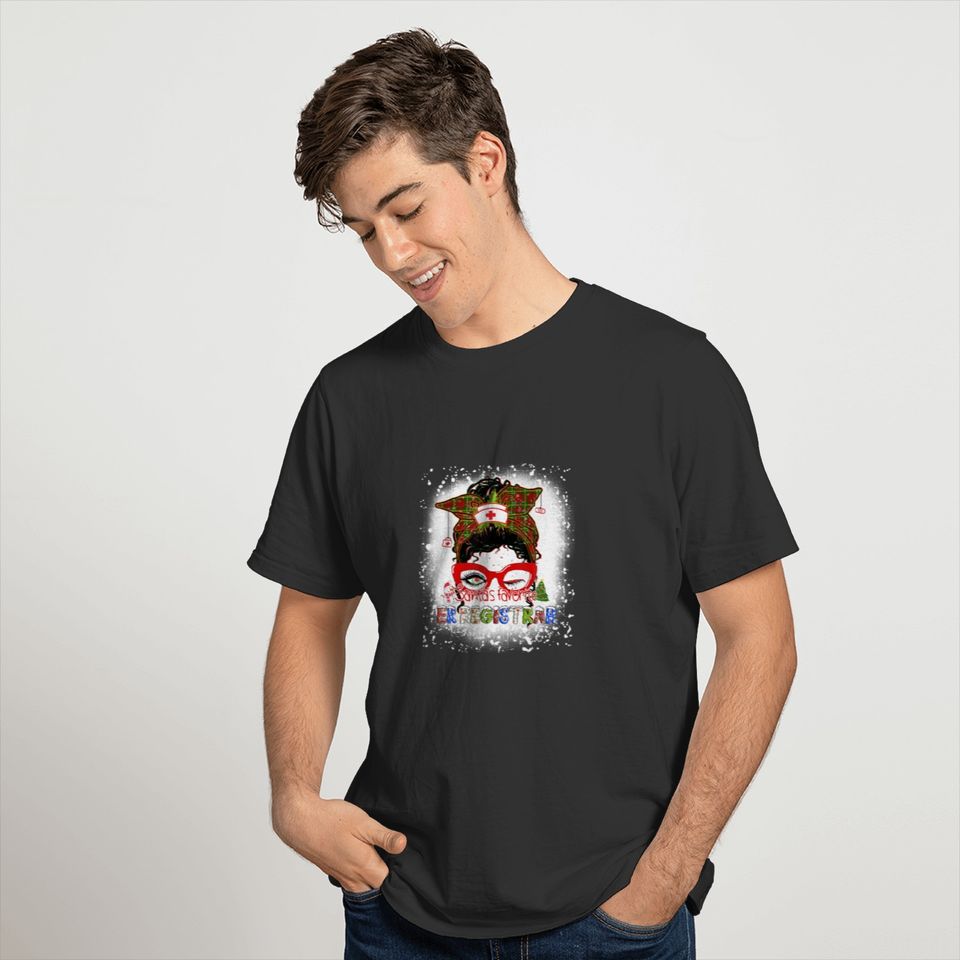 Santa's Favorite ER Registrar Christmas Pajama Lig T-shirt