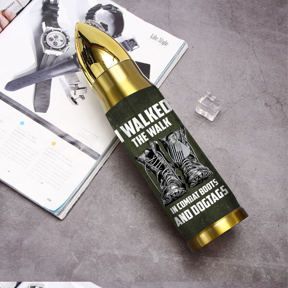 Customized USAF Wings I Walked The Walk In Combat Boots And Dogtags Bullet Tumbler
