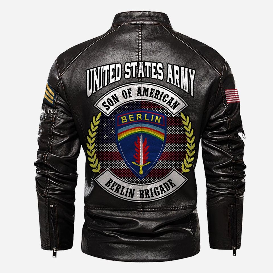Customized Army Divisons – Son Of America Stand Collar Leather Jackets