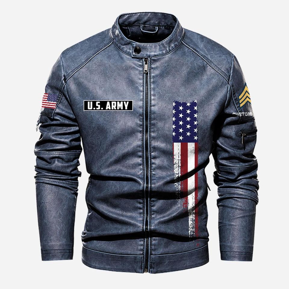 Customized Army Divisons – Son Of America Stand Collar Leather Jackets