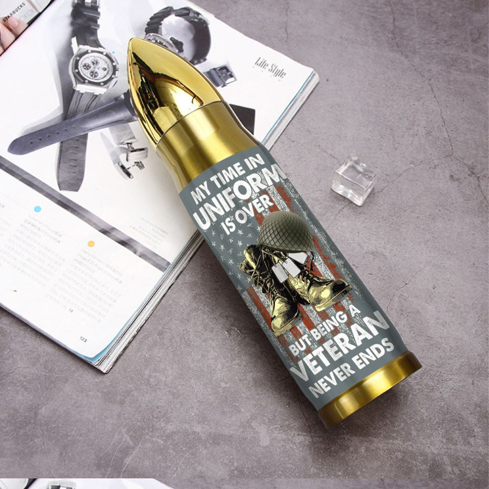Customized USAF Command Being A Veteran Never Ends Bullet Tumbler