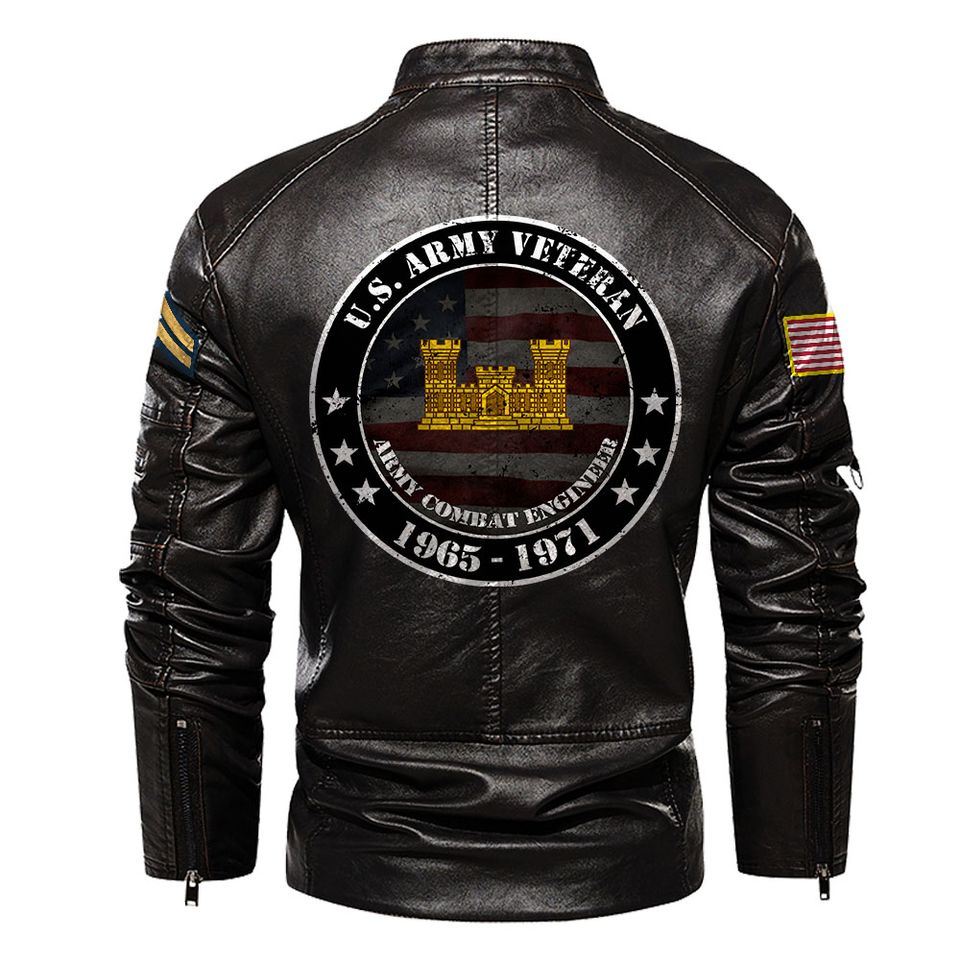 Customized Army Branches Stand Collar Leather Jackets