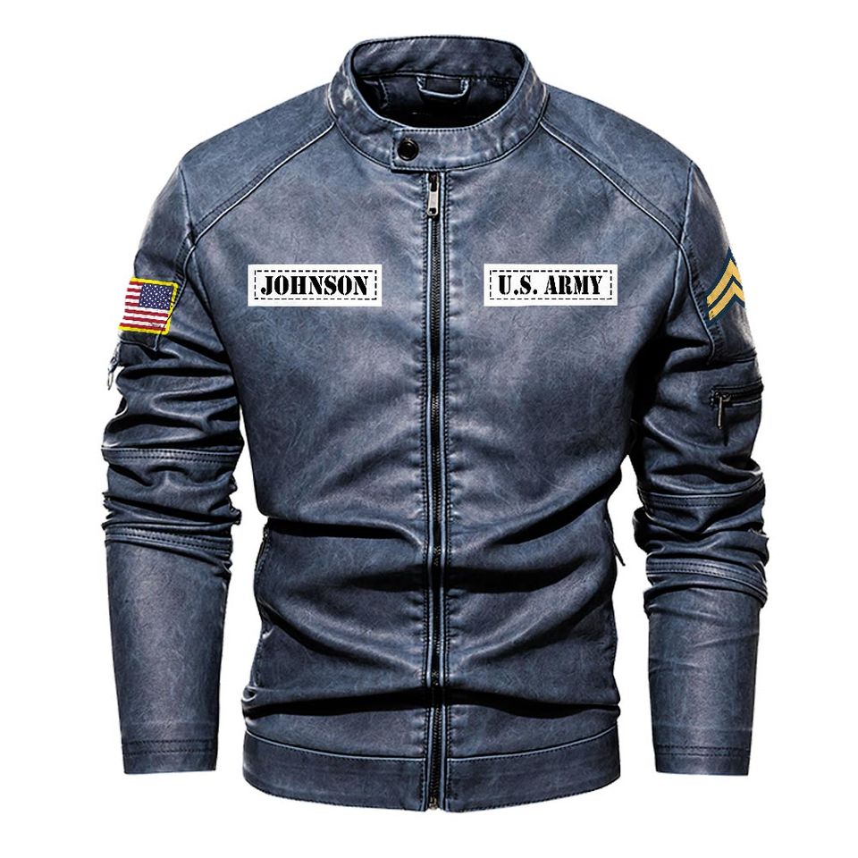 Customized Army Divisions Stand Collar Leather Jackets