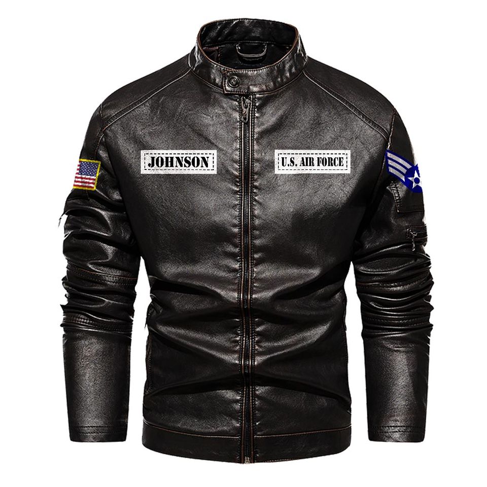Customized USAF Command Stand Collar Leather Jackets