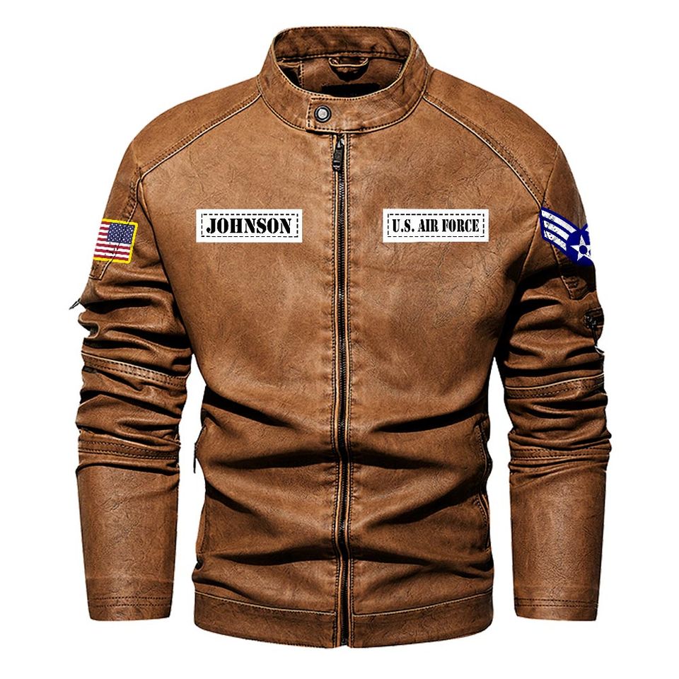 Customized USAF Command Stand Collar Leather Jackets