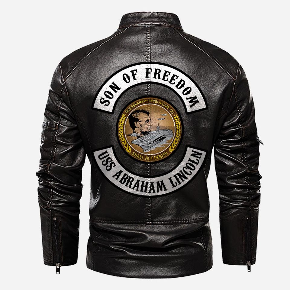 Customized Navy Ships Proudly Served Stand Collar Leather Jackets
