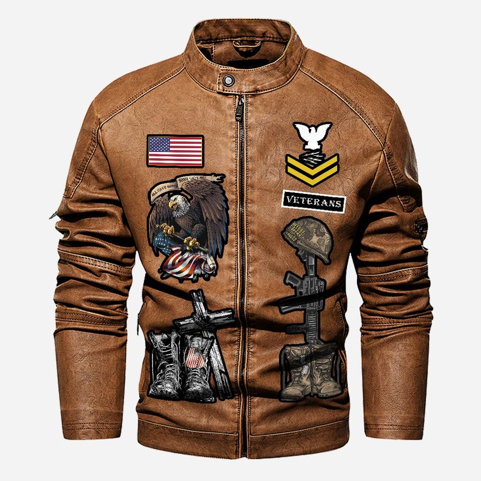 Customized Navy Ships Proudly Served Stand Collar Leather Jackets